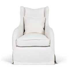 Fauteuil Wingback recouvert de lin blanc