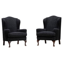 Wingback Armchairs in Boucle by Rosemary Hallgarten, England, circa 1830