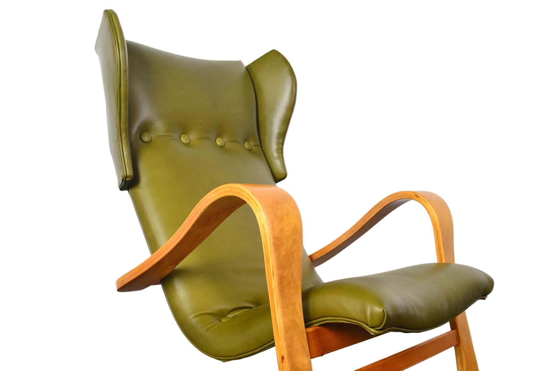 Wingback Cantilevered Lounge Chair By Gustav Axel Berg In Excellent Condition For Sale In Berkeley, CA