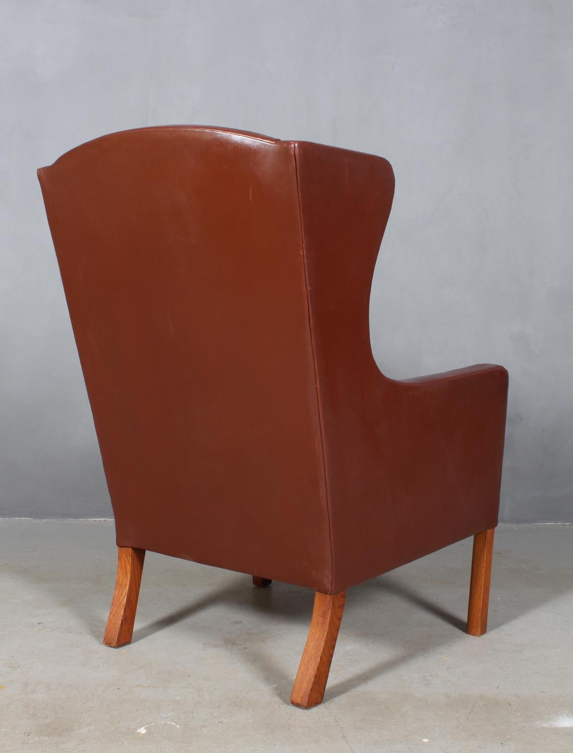 Leather Wingback Chair by Børge Mogensen