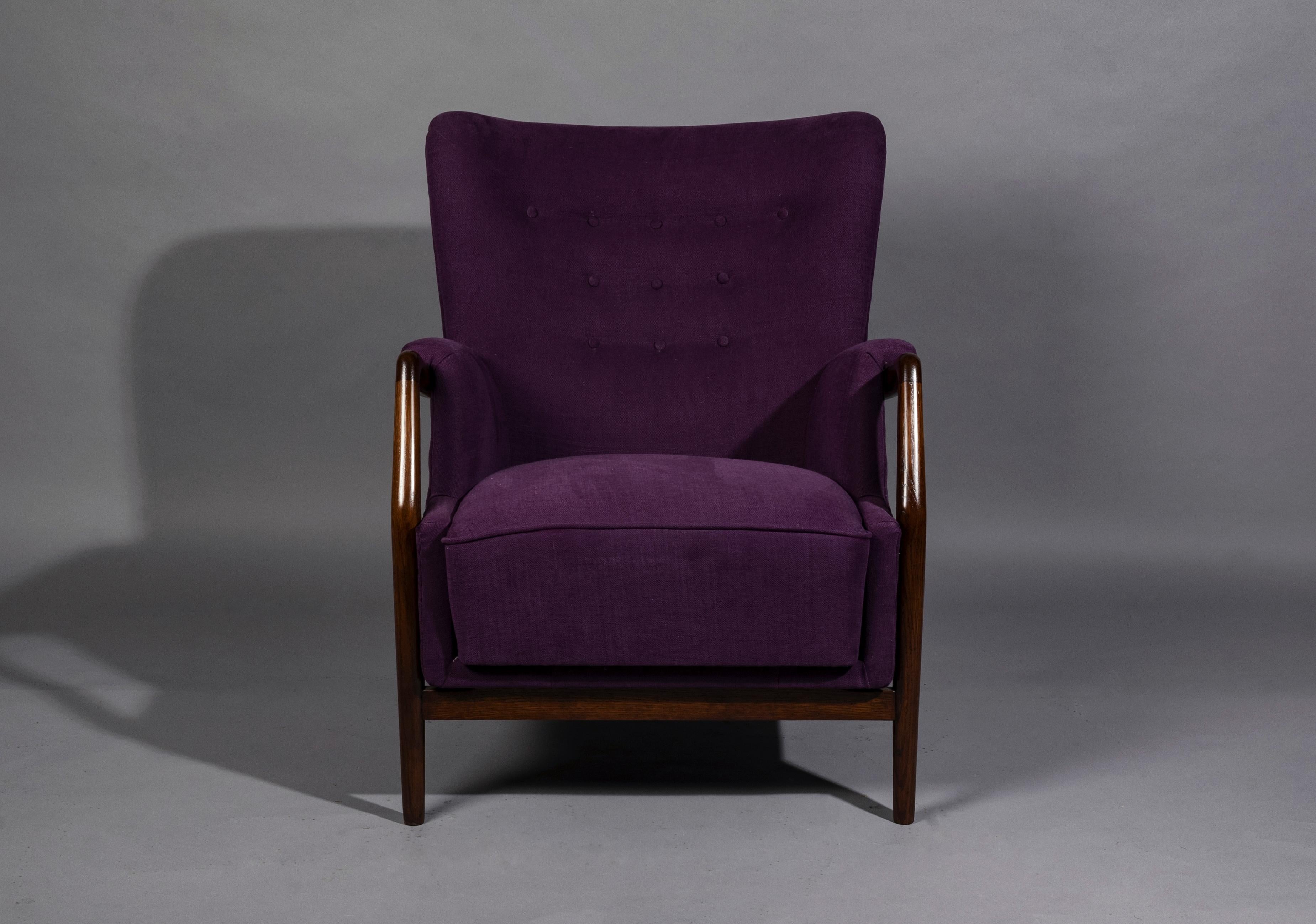 Fabric Wingback Chair by Kurt Olsen, Denmark 1950s