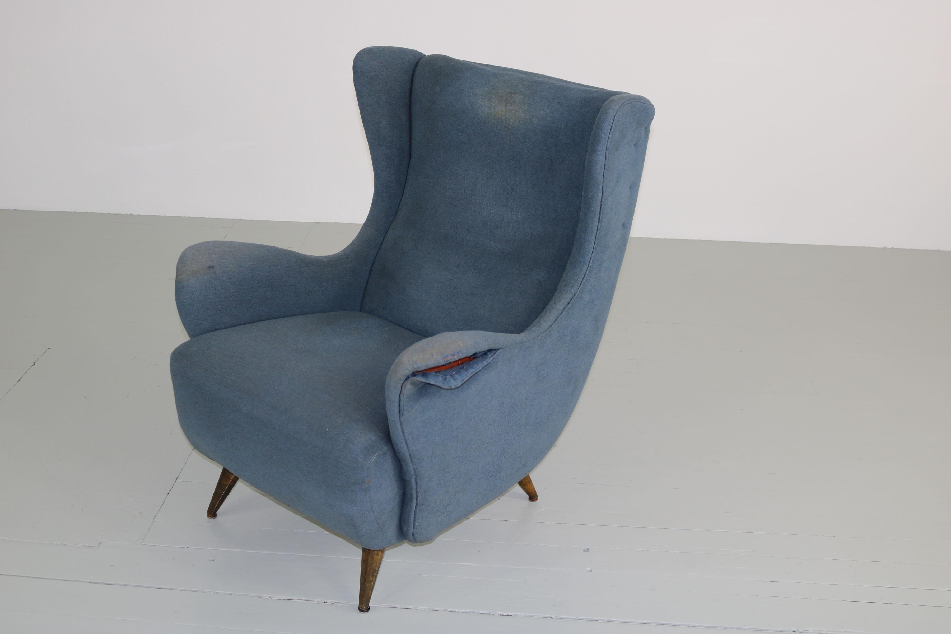 Wingback Chair, Design and Manufacturing by I.S.A. Bergamo, Italy, 1950s For Sale 3