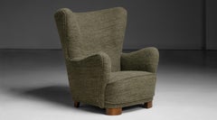 Wingback Chair in Boucle, Denmark 1940