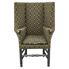 Wingback Chair in English Country Style Distressed Painted Finish Mid-Size Chair