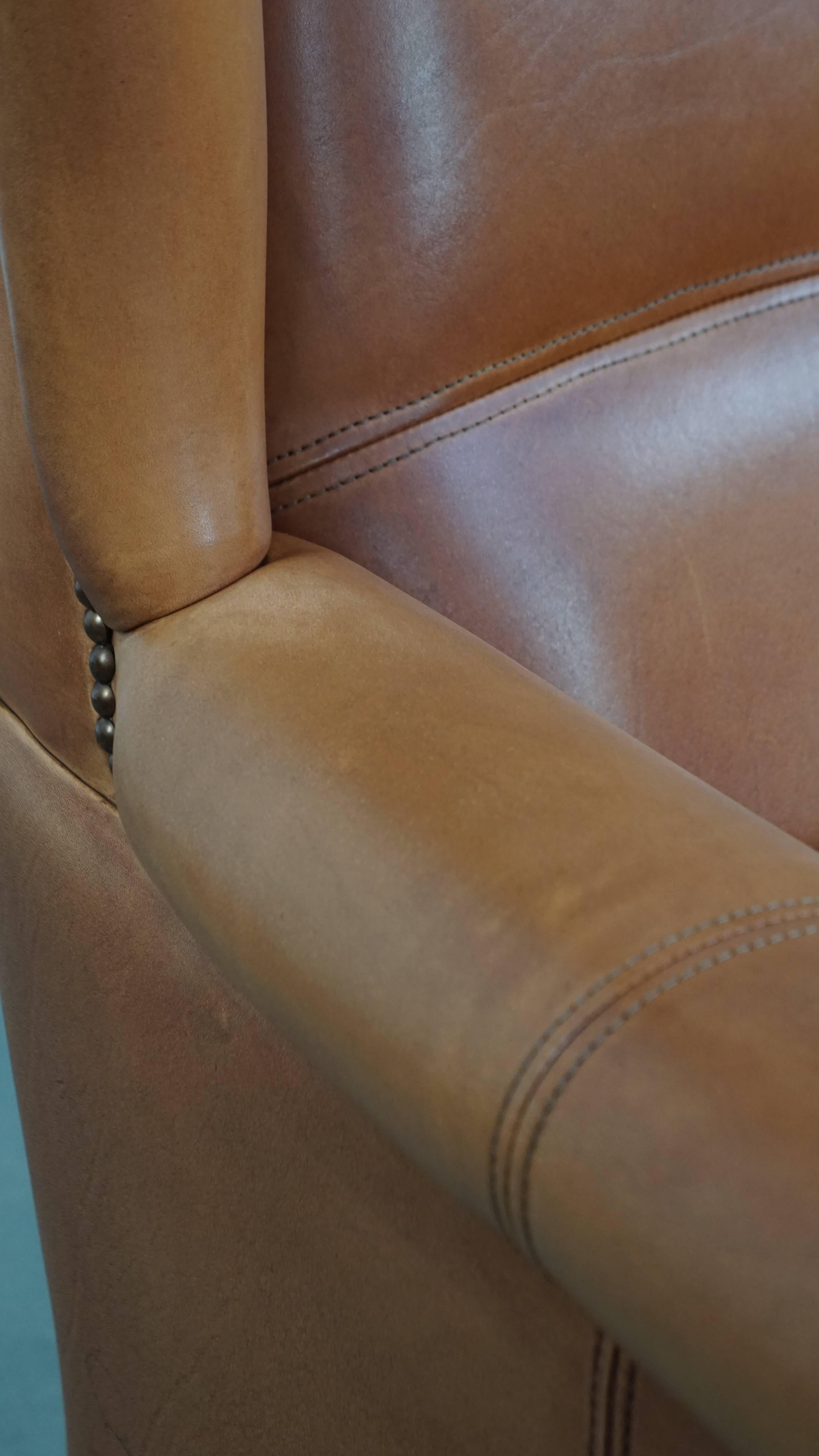 Chaise Wingback en cuir de vachette en vente 5