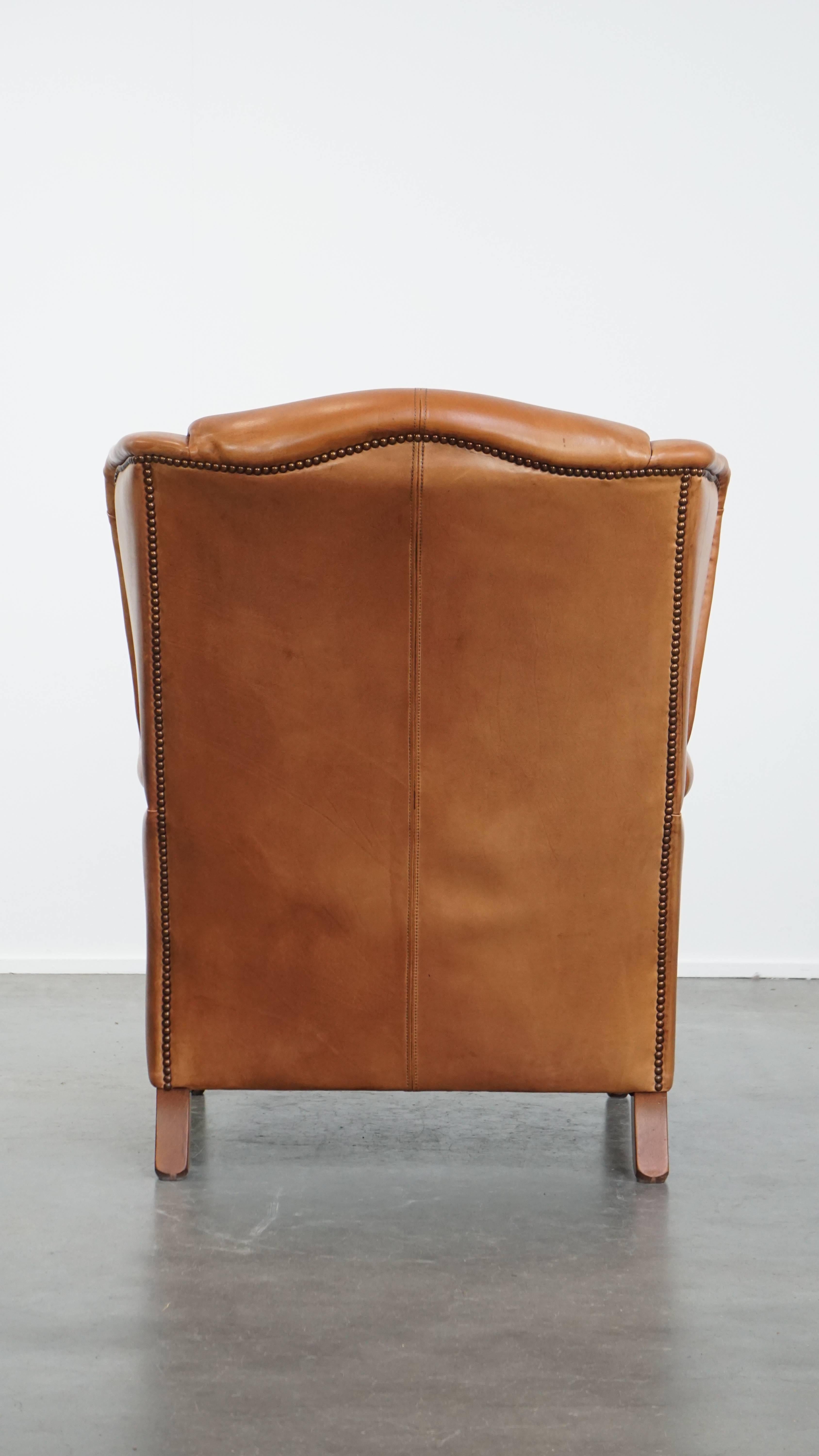 Fait main Chaise Wingback en cuir de vachette en vente