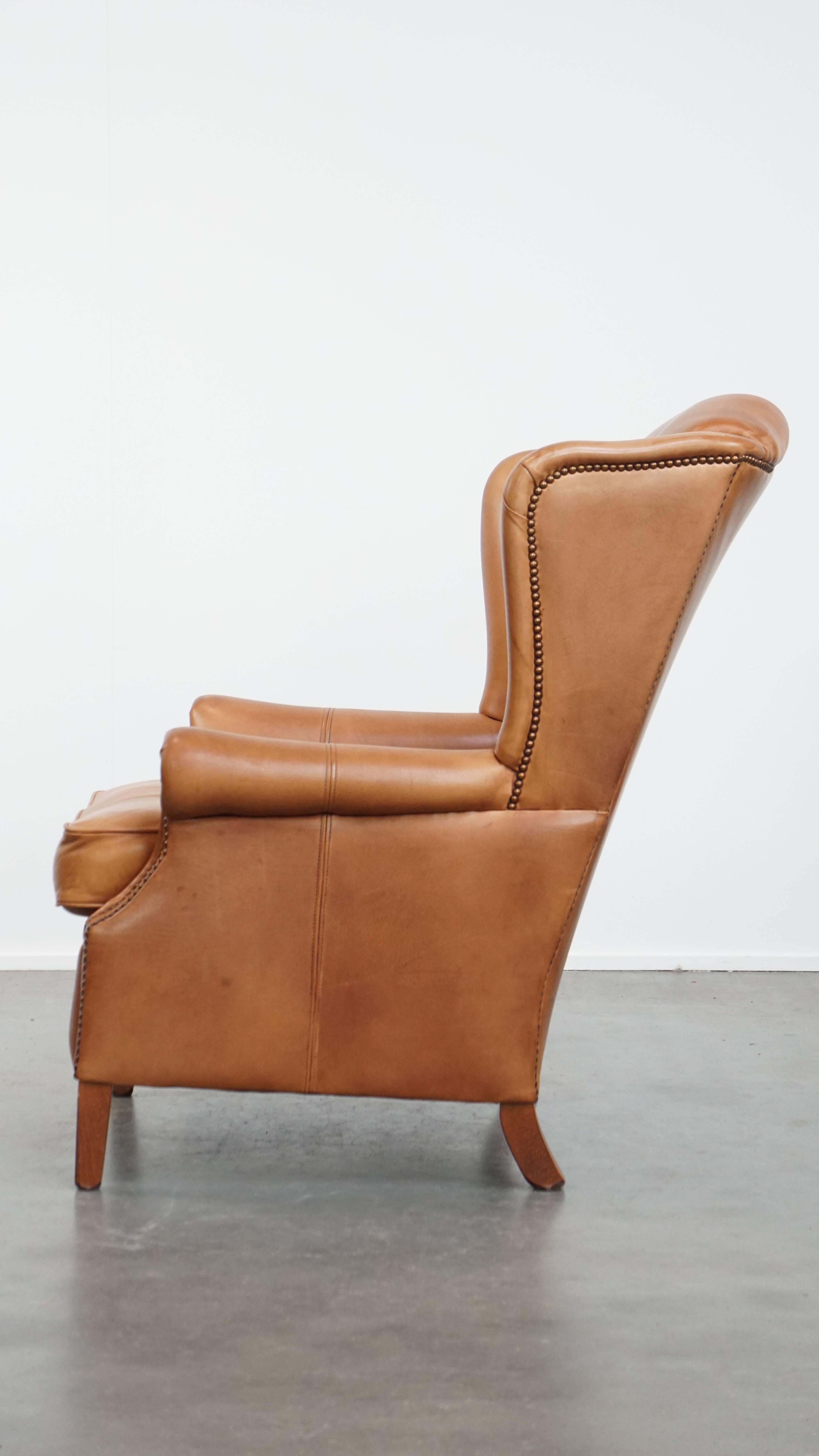 Chaise Wingback en cuir de vachette Bon état - En vente à Harderwijk, NL