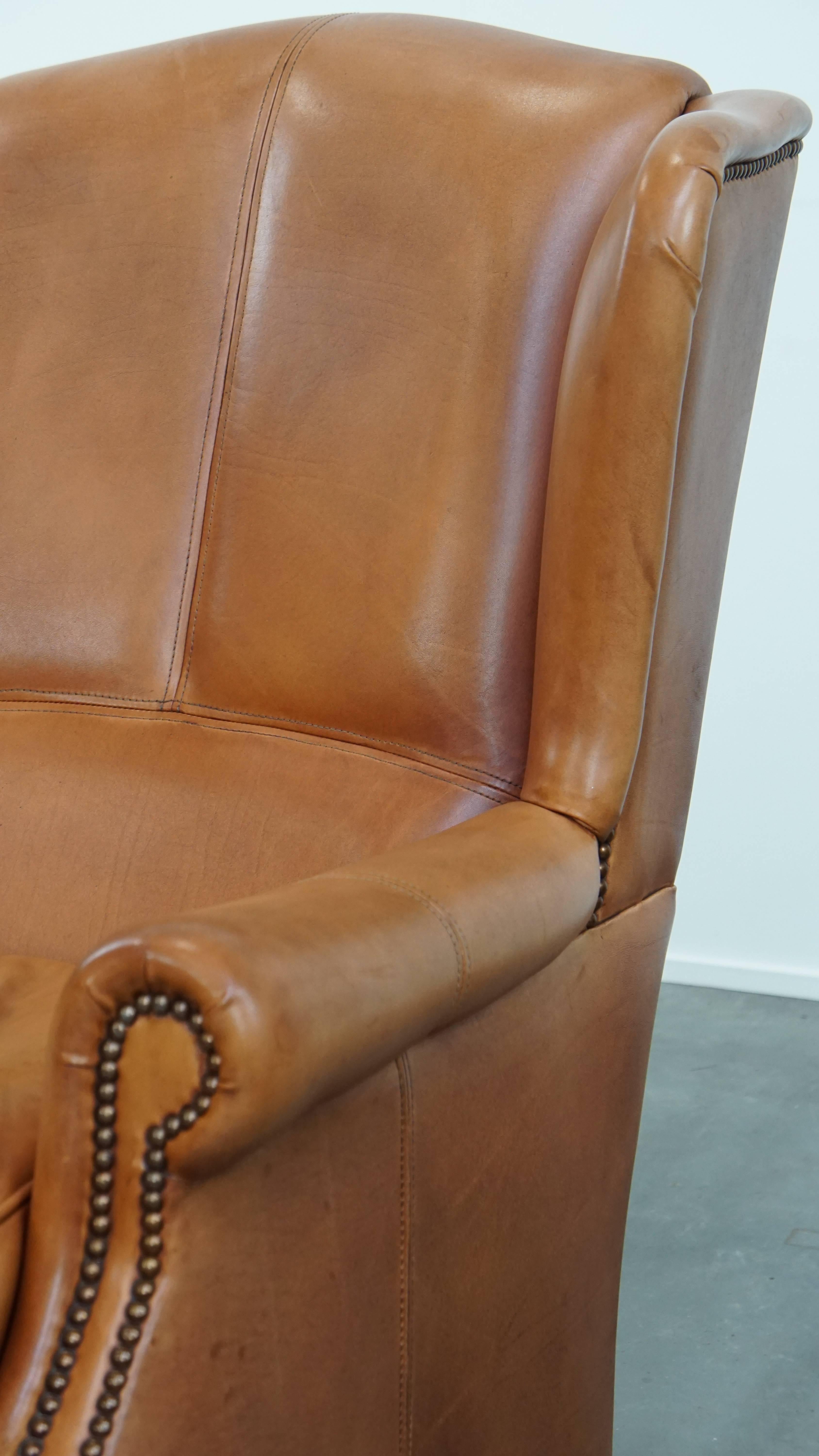 Chaise Wingback en cuir de vachette en vente 2