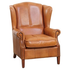 Chaise Wingback en cuir de vachette
