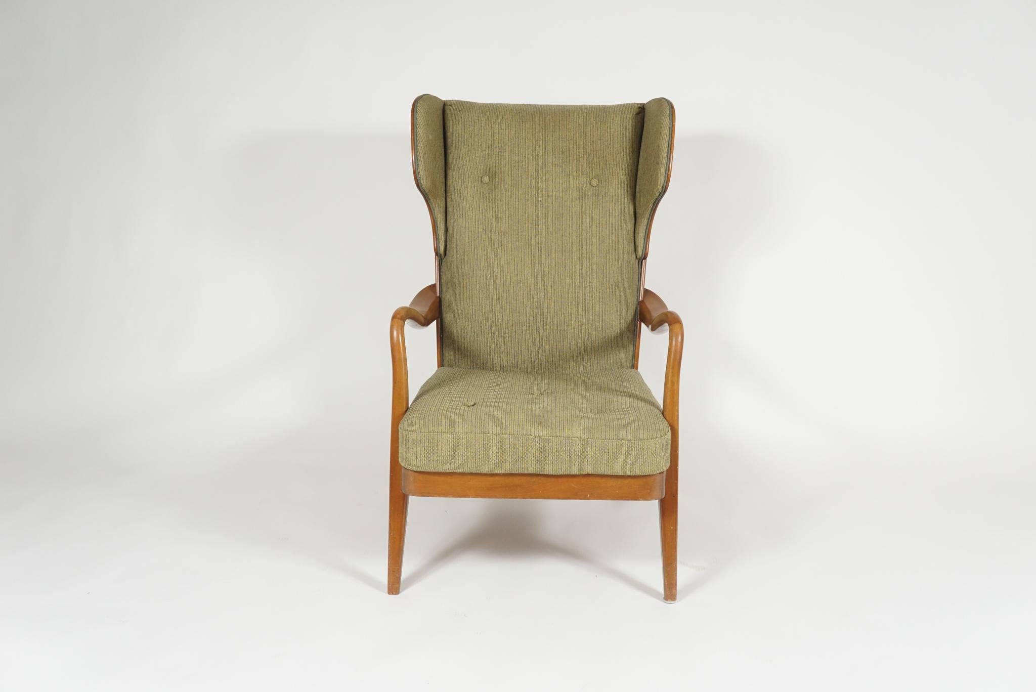 Scandinavian Modern Wingback Chair and Ottoman
