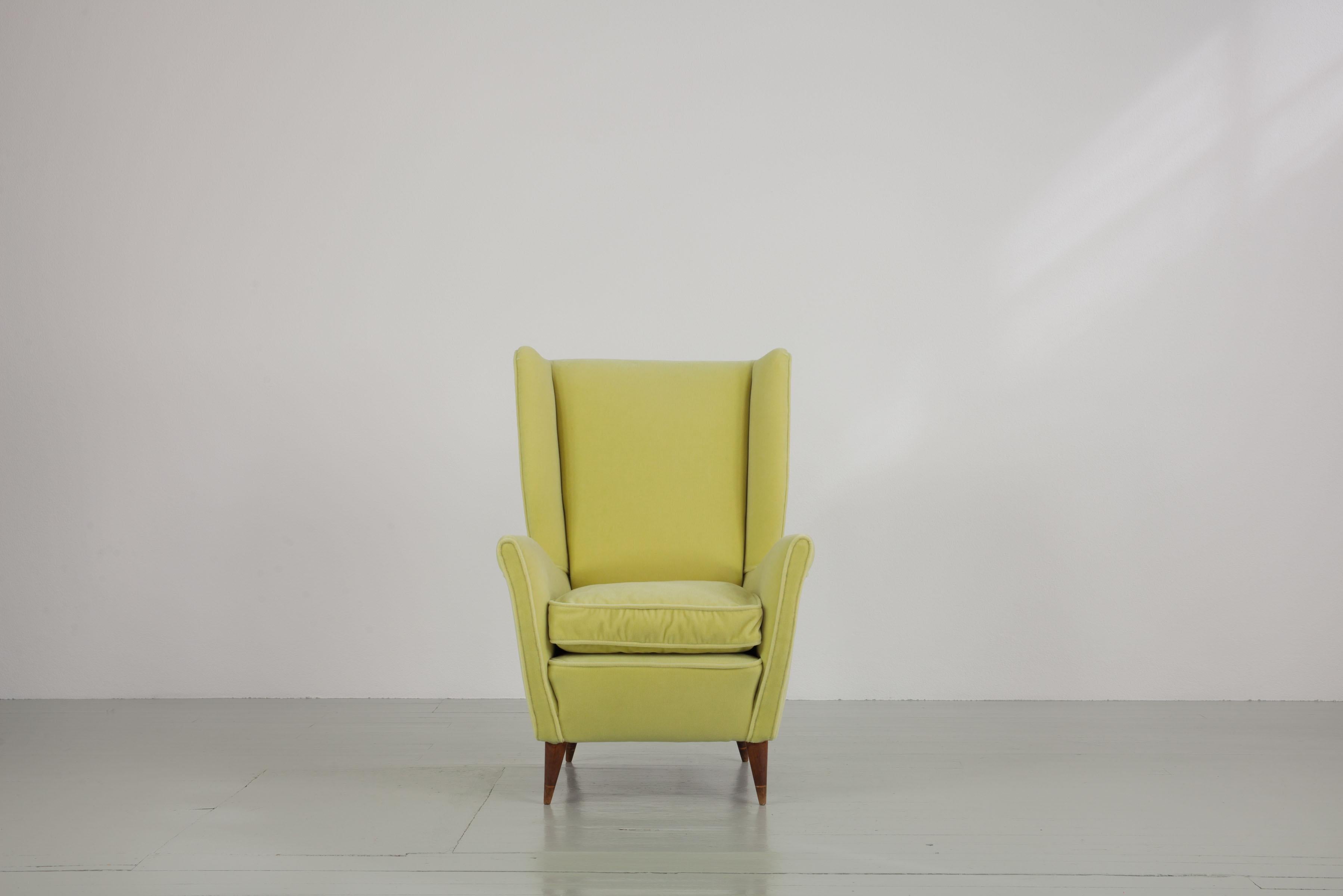 yellow wing back chair