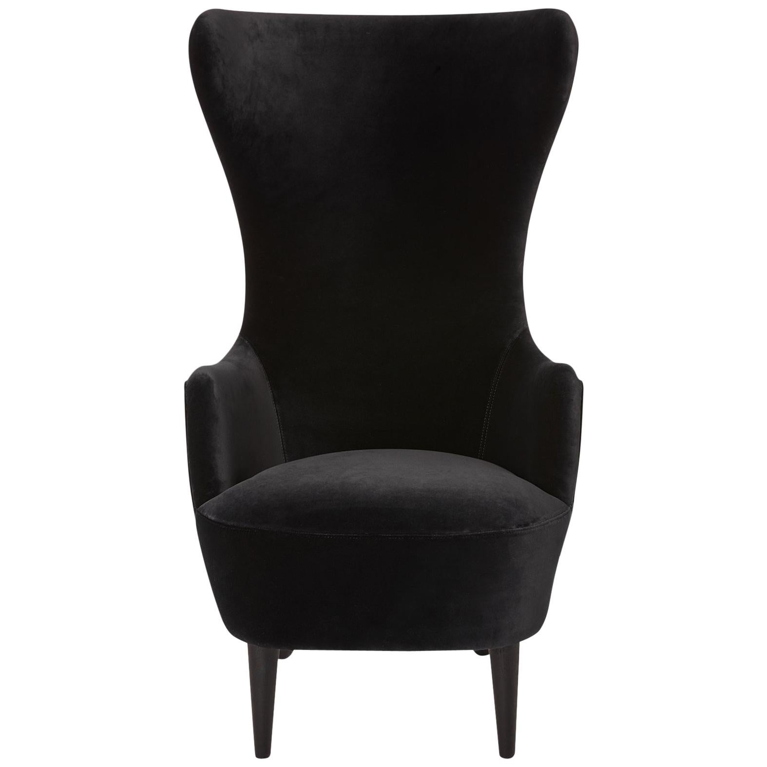 Black (cassia black.jpg) Wingback Chair with Black Legs by Tom Dixon