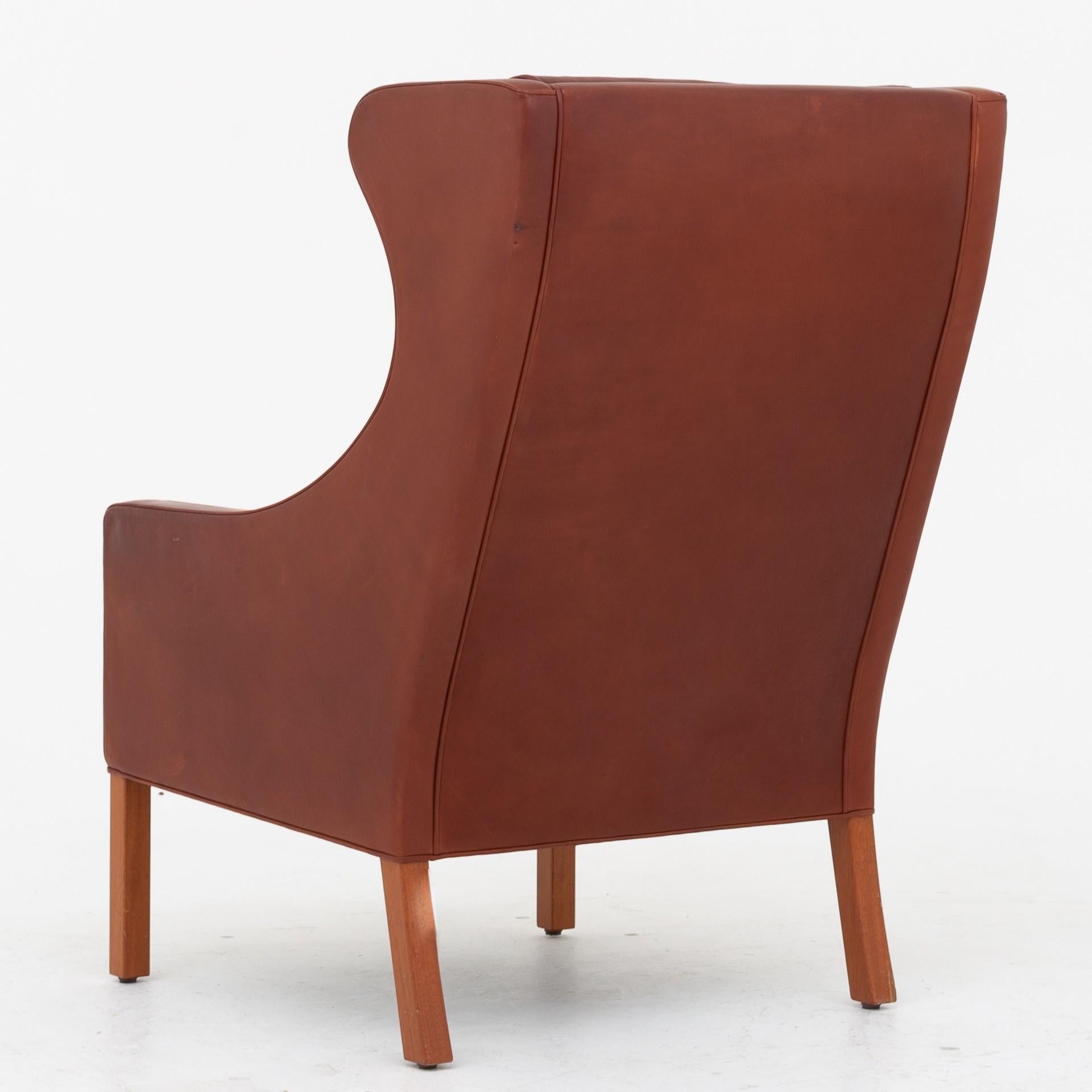 Scandinavian Modern Wingback Chair with Stool by Børge Mogensen