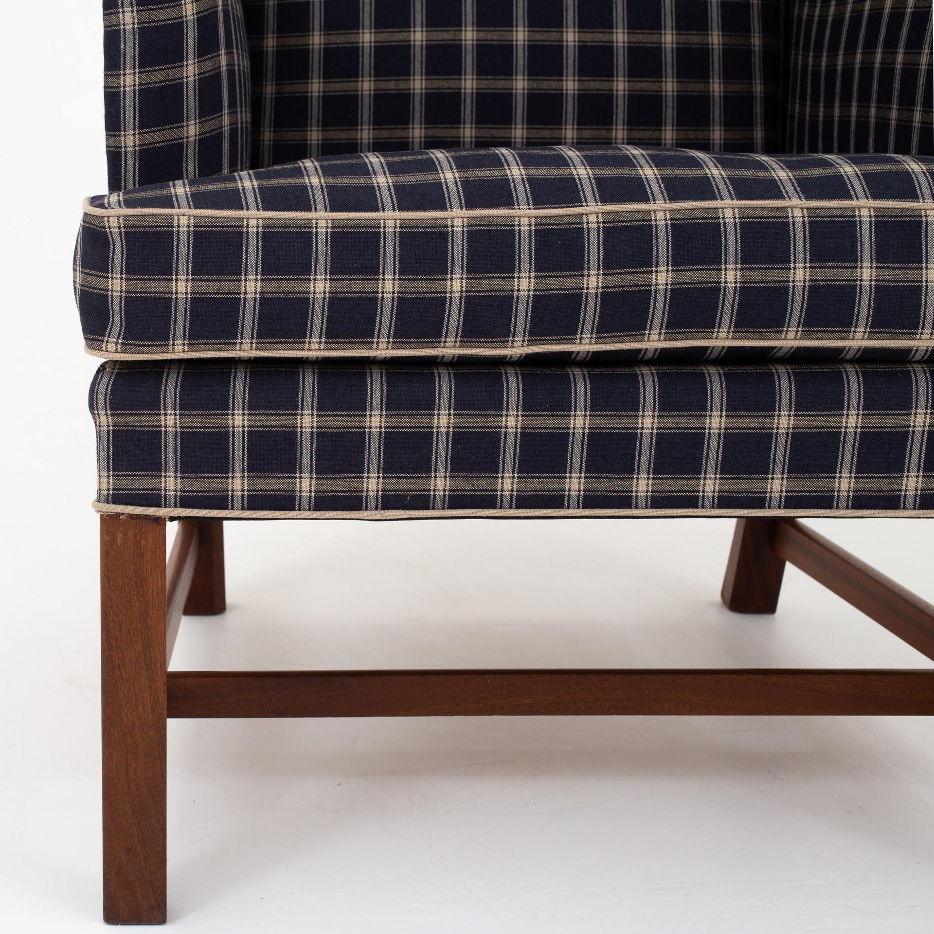 Danish Wingback Chair with Stool by Kaare Klint