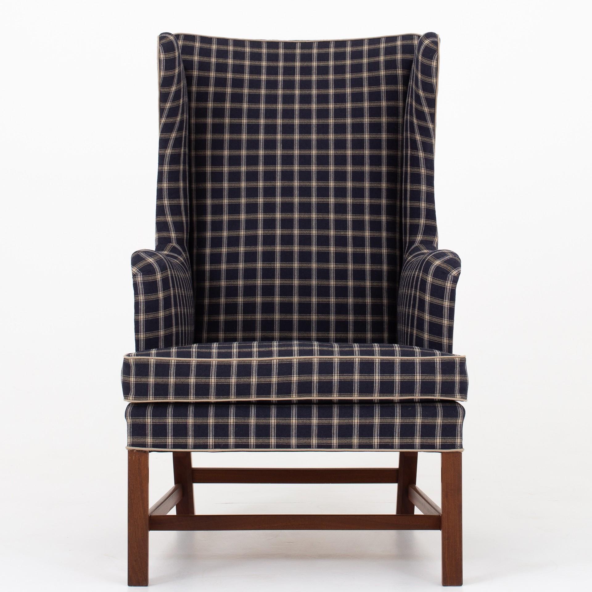 Mahogany Wingback Chair with Stool by Kaare Klint