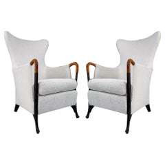 Wingback Chairs by Umberto Asnago for Giorgetti / Progetti in Bouclé Wool Fabric