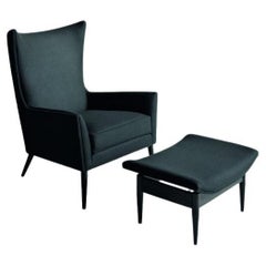 Wingback, Contemporary Classic Armchair with pouf
