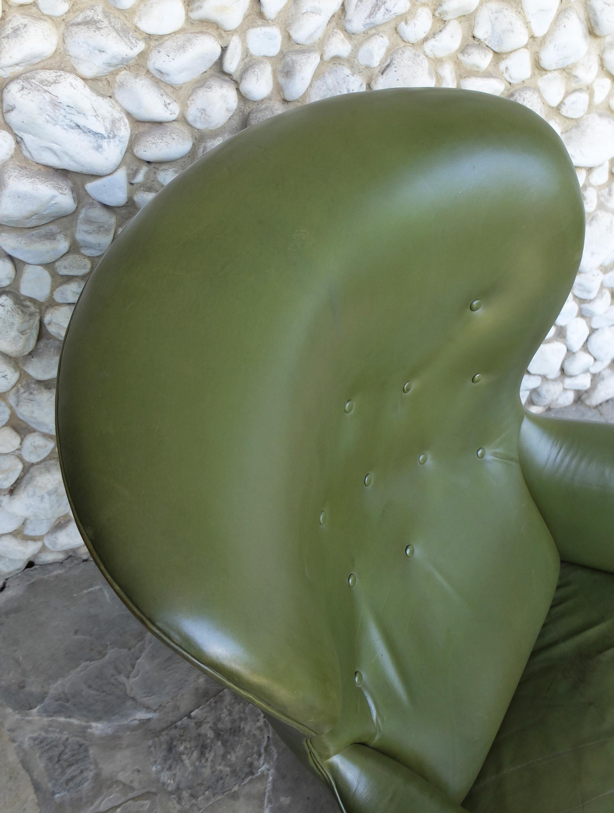 Wingback Easy Chair with Provenance in Green Leather by Frits Henningsen Denmark 9