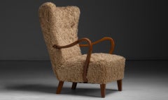 Wingback in Curly Mohair, Denmark circa 1950