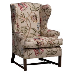 Wingback in Embroidered Linen by Pierre Frey, England circa 1890