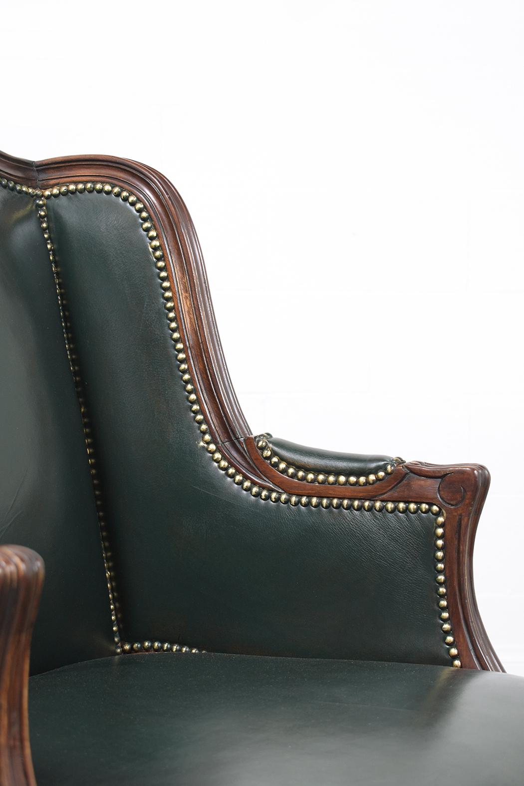 Wingback Leather Chair and Ottoman 1