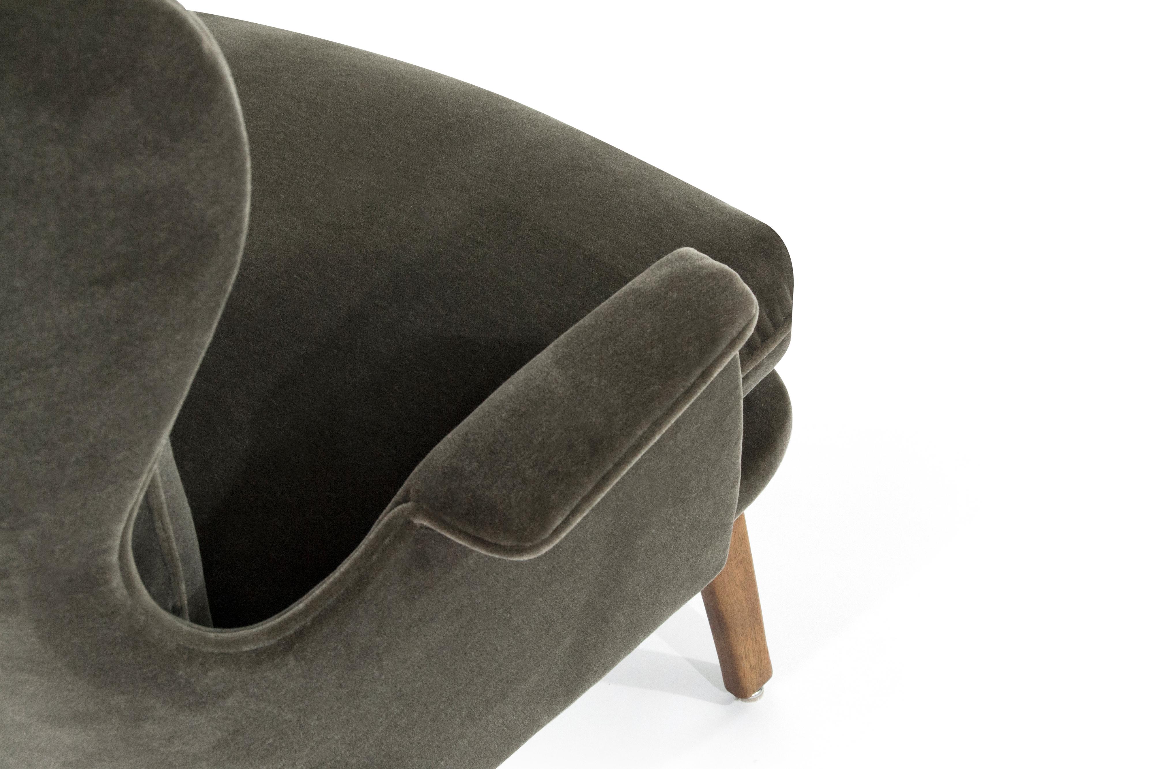 Mohair Wingback Lounge Chair by Adrian Pearsall