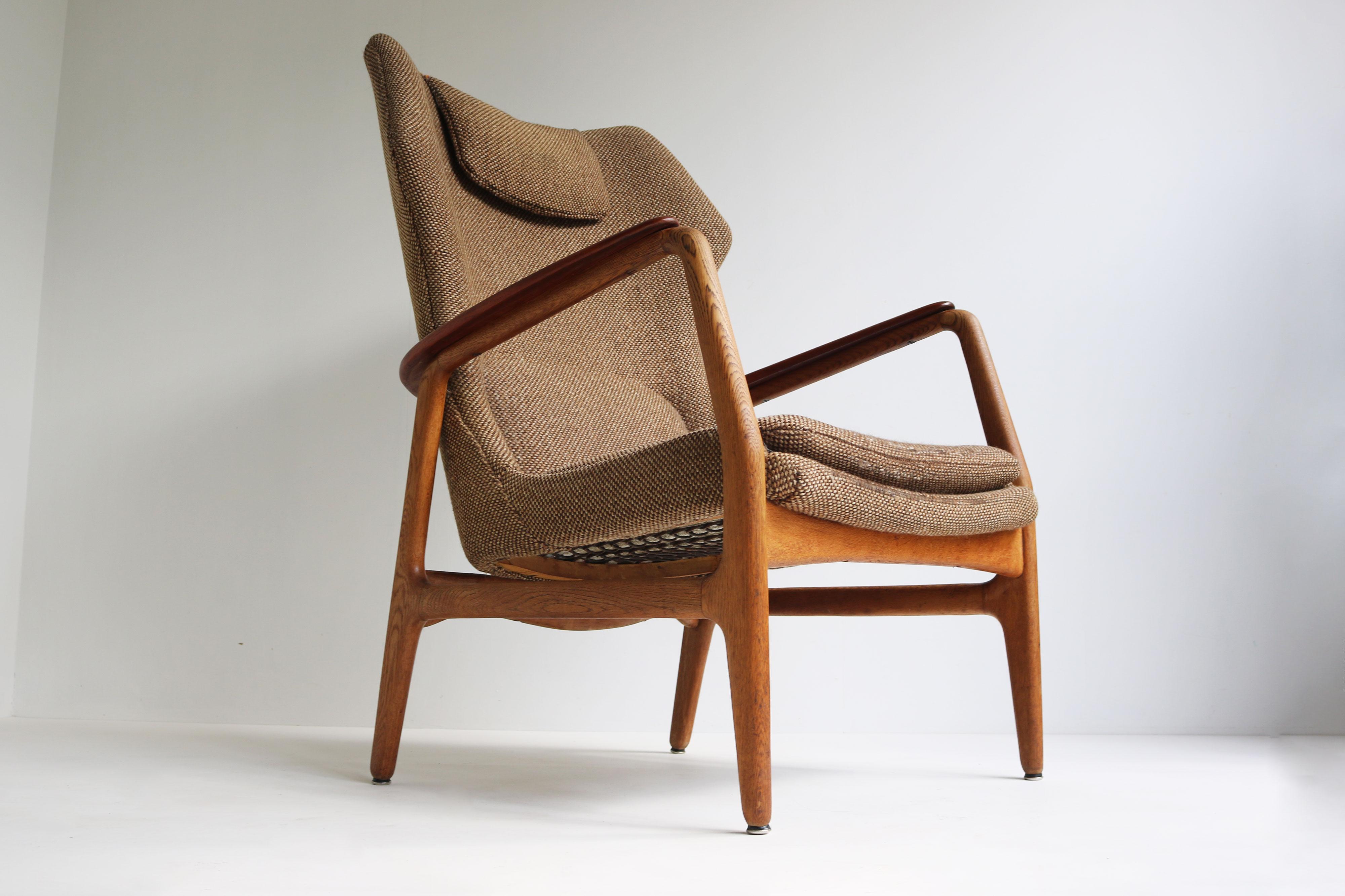 Sedia a dondolo di Aksel Bender Madsen per Bovenkamp 1950 in quercia e teak olandese in vendita 1