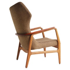 Sedia a dondolo di Aksel Bender Madsen per Bovenkamp 1950 in quercia e teak olandese