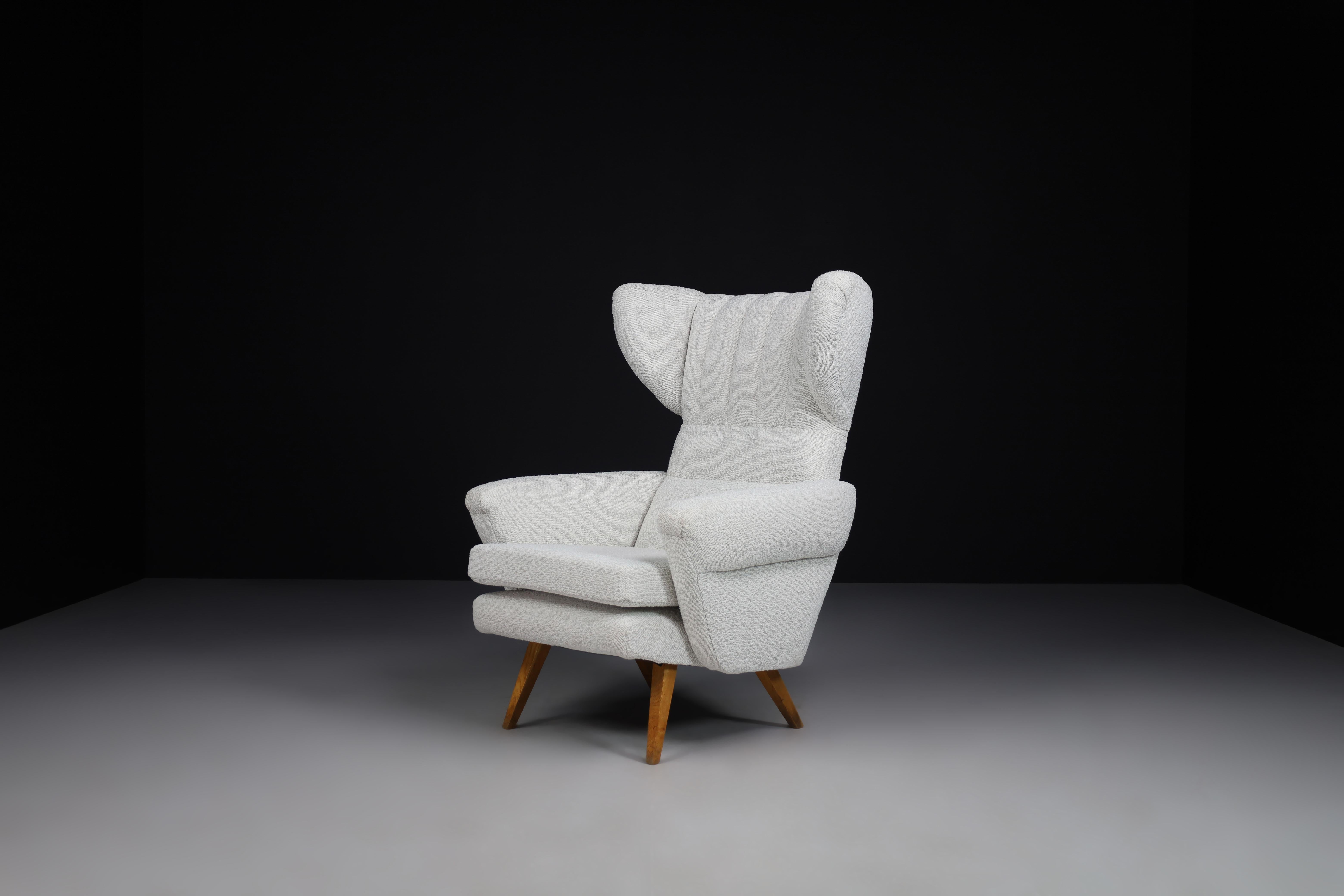 wingback boucle chair
