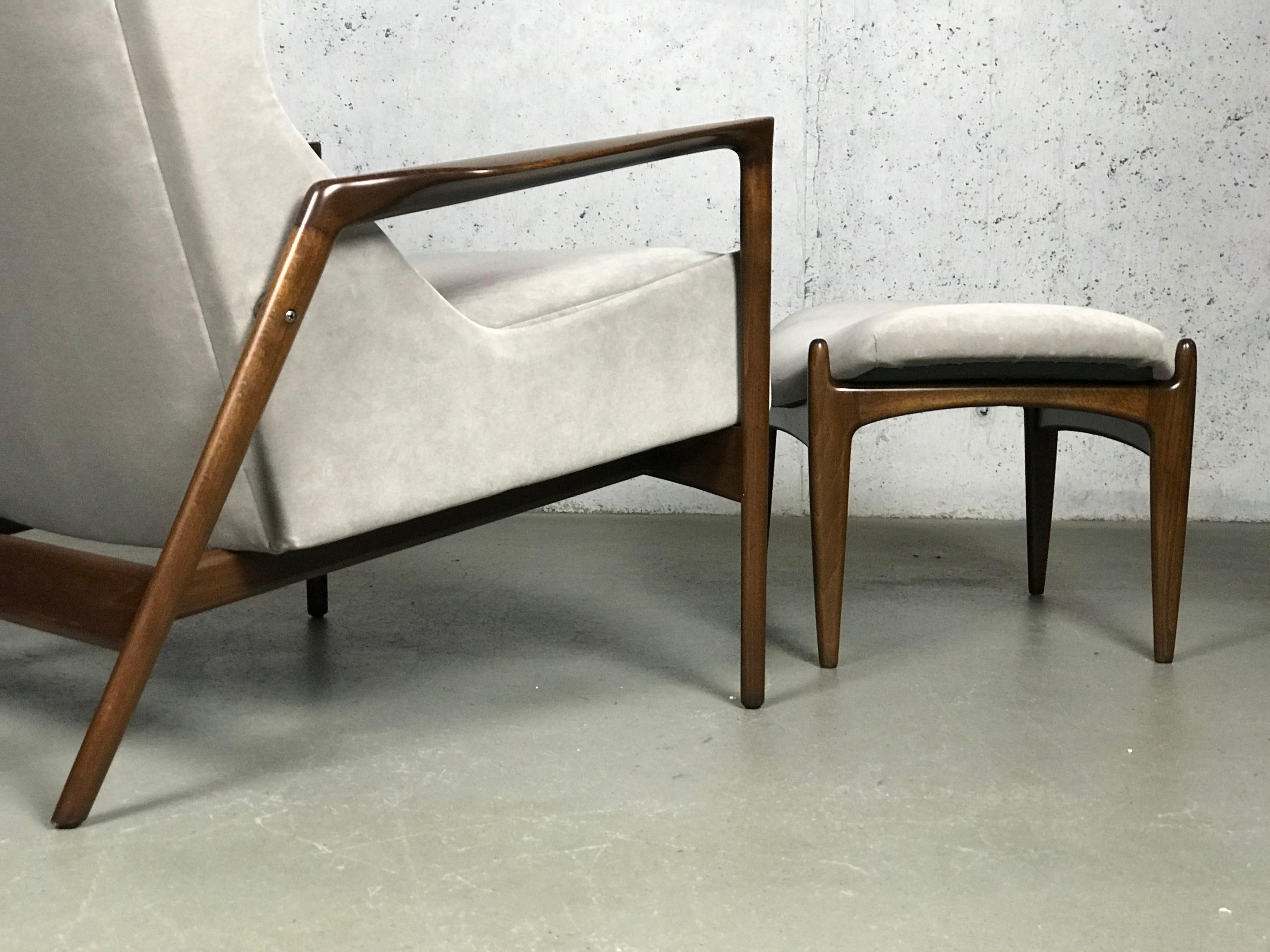 Wingback Lounge Chair and Ottoman by Ib Kofod-Larsen  3