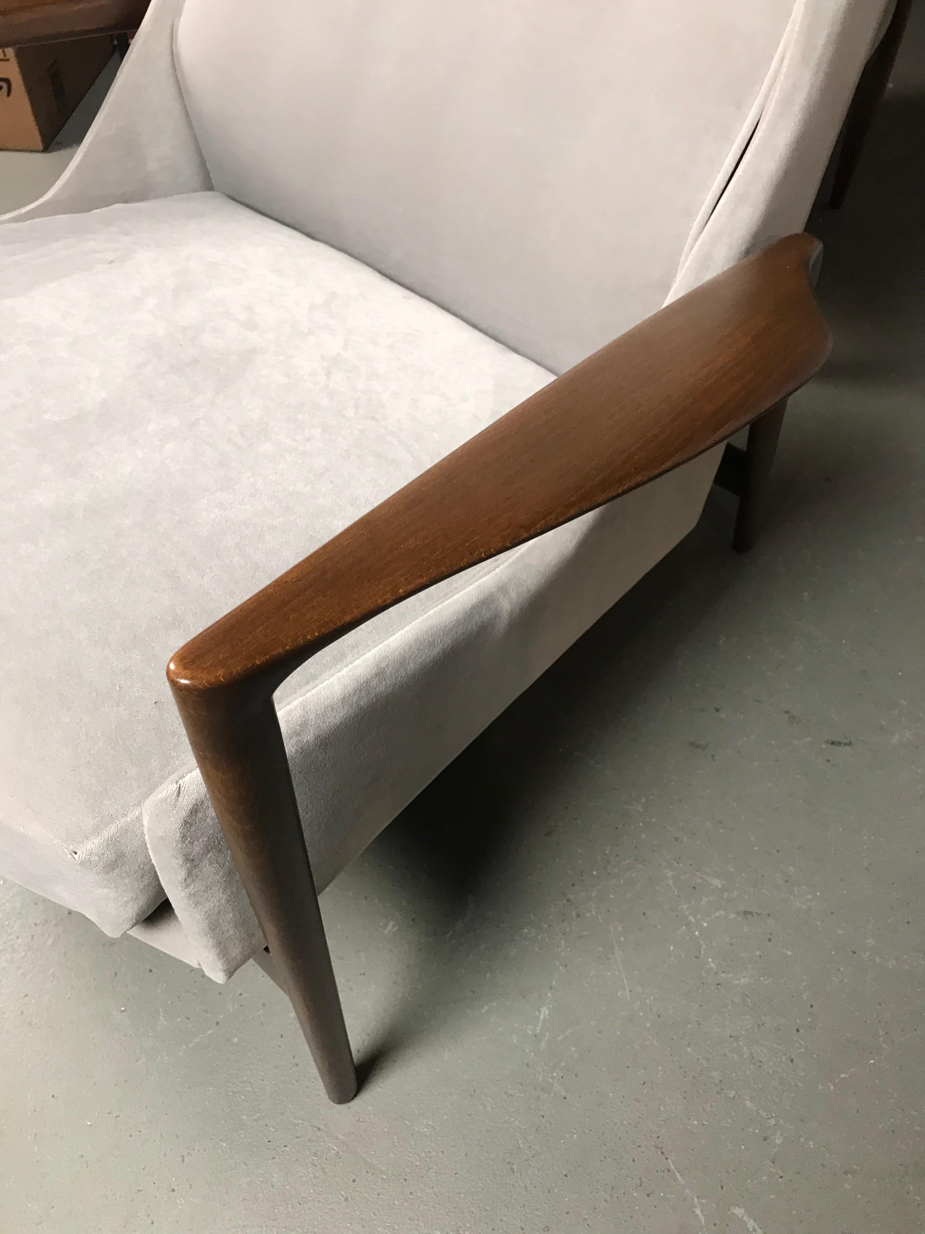Danish Wingback Lounge Chair and Ottoman by Ib Kofod-Larsen 