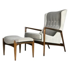 Wingback Lounge Chair and Ottoman by Ib Kofod-Larsen 