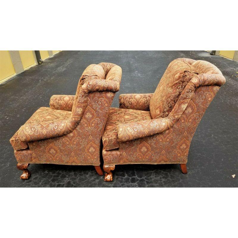 For FULL item description click on CONTINUE READING at the bottom of this page.

Offering One Of Our Recent Palm Beach Estate Fine Furniture Acquisitions Of A 
Pair of Upholstered Over-Sized Armchairs with Down Throw Pillows

 Approximate