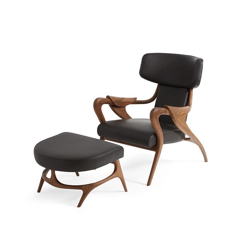 Wingback Sculptural Armchair Made to Order in Nubuck Leather 4