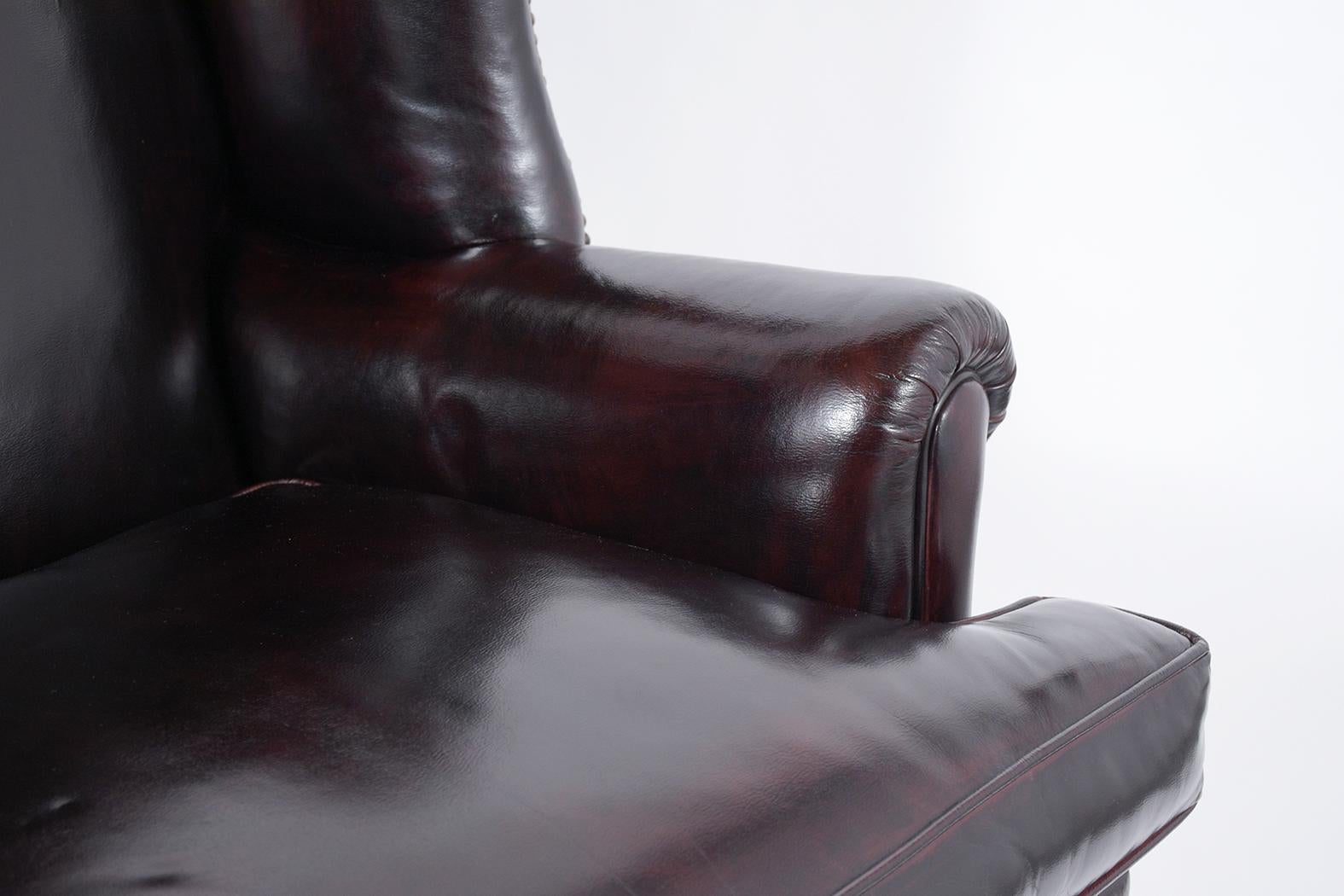 American Wingback Style Leather Armchair