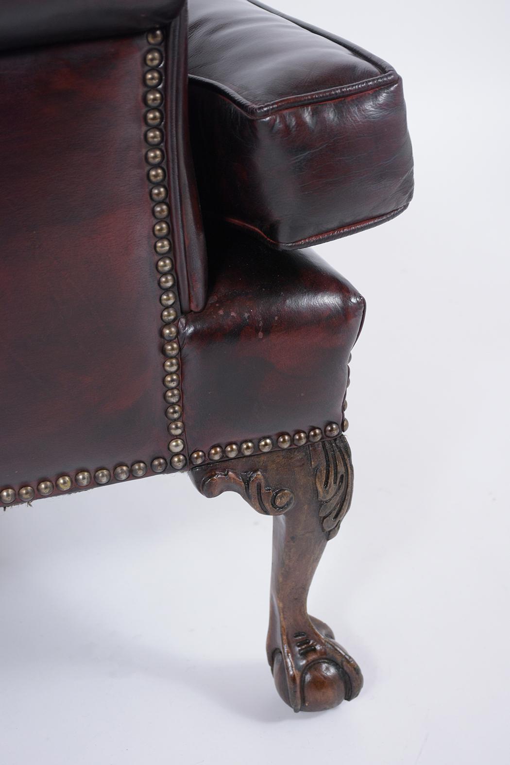 Late 20th Century Wingback Style Leather Armchair