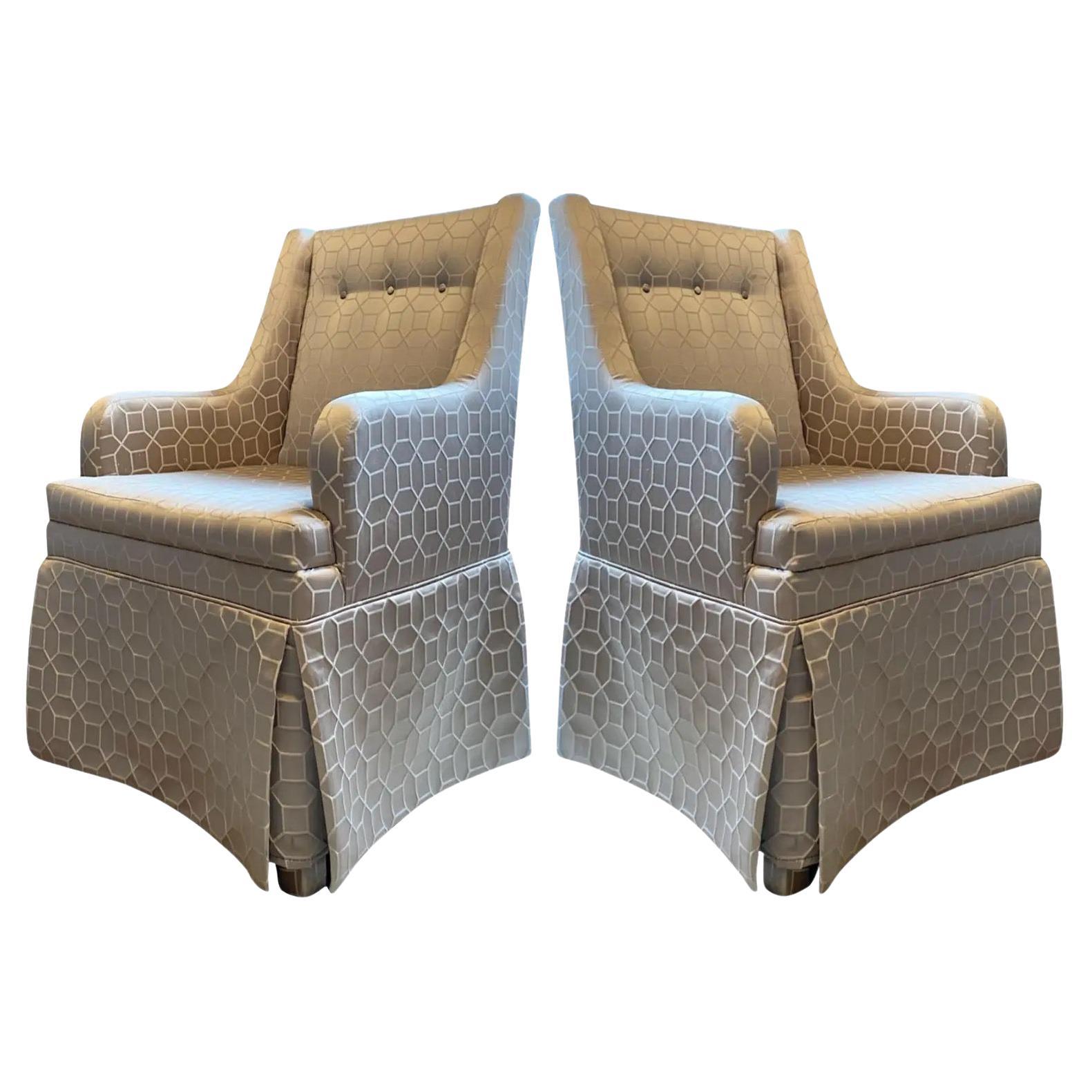 Stühle im Wingback-Stil mit Sockel, ein Paar