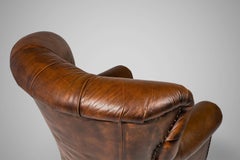 Wingback Writer's Chair & Ottoman Attributed to Ralph Lauren in Original Leather