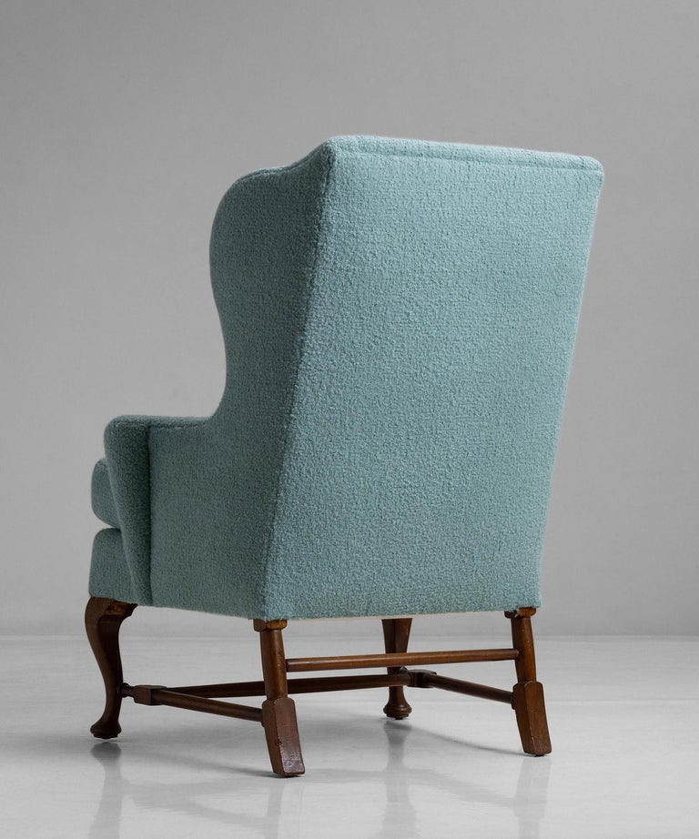Wingchair in Alpaca Boucle by Rosemary Hallgarten, England Circa 1900