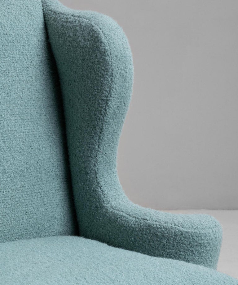 Wingchair in Alpaca Boucle by Rosemary Hallgarten, England Circa 1900