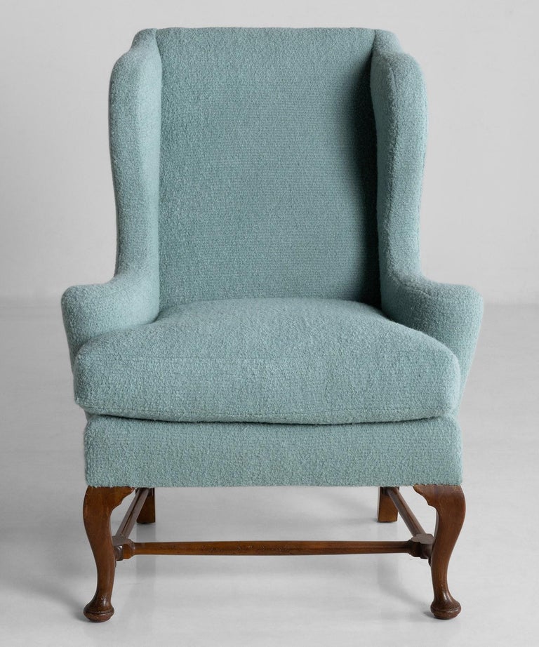Wingchair in Alpaca Boucle by Rosemary Hallgarten, England Circa 1900