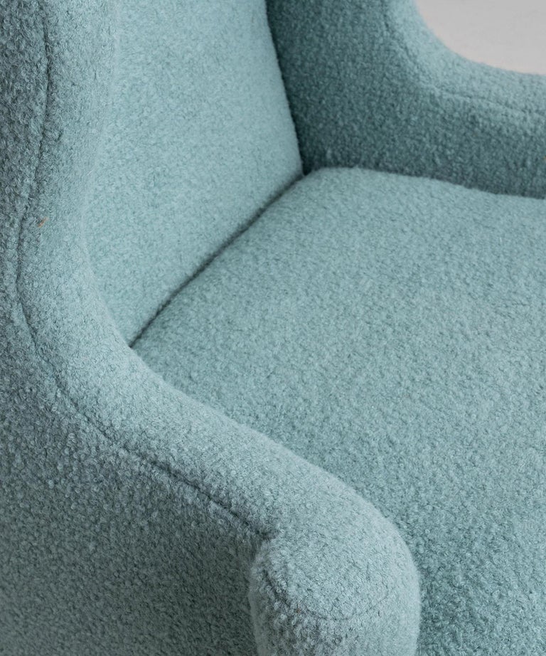 Wingchair in Alpaca Boucle by Rosemary Hallgarten, England Circa 1900