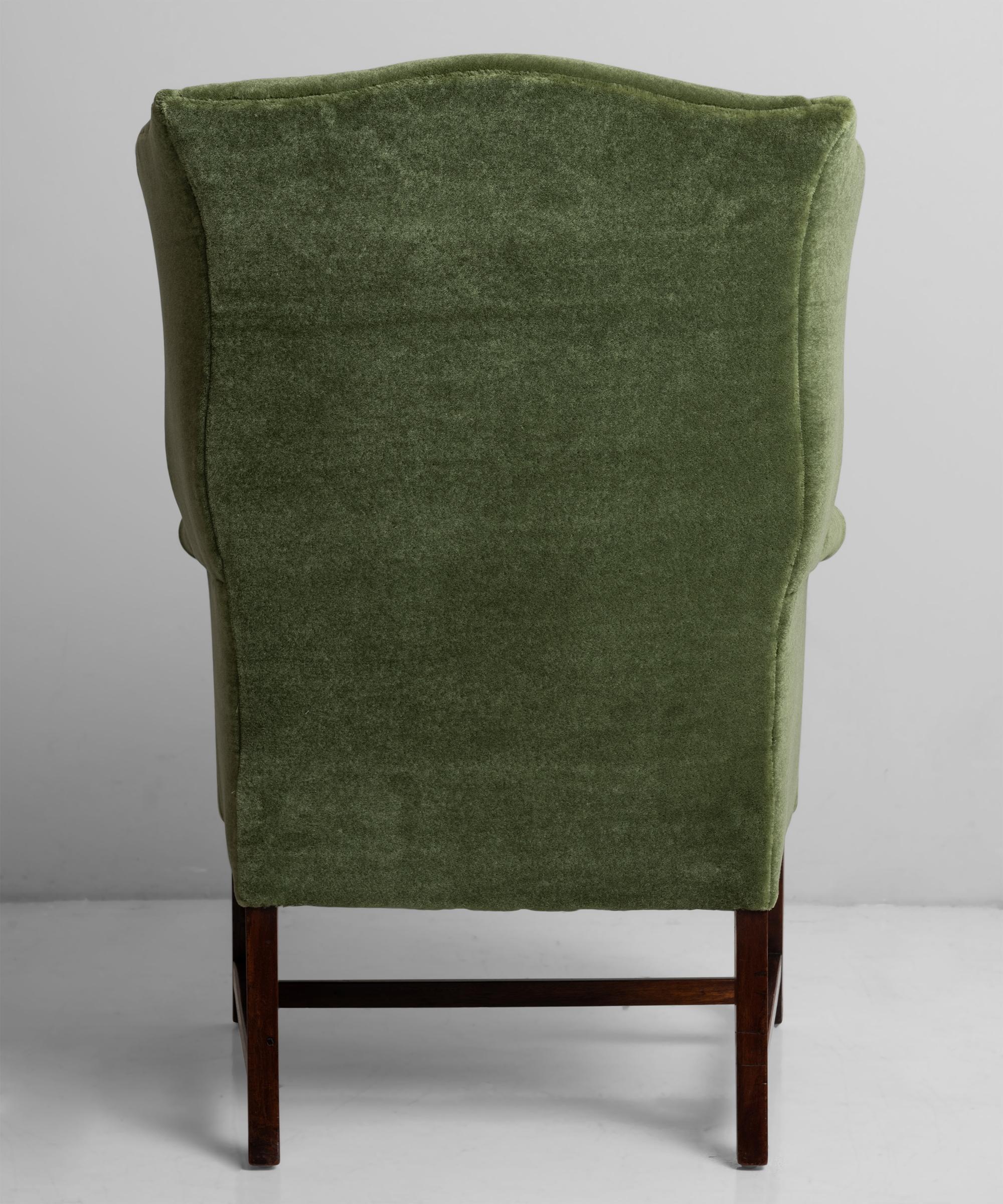 English Wingchair in Teddy Mohair by Pierre Frey 'Mousse', England, circa, 1880