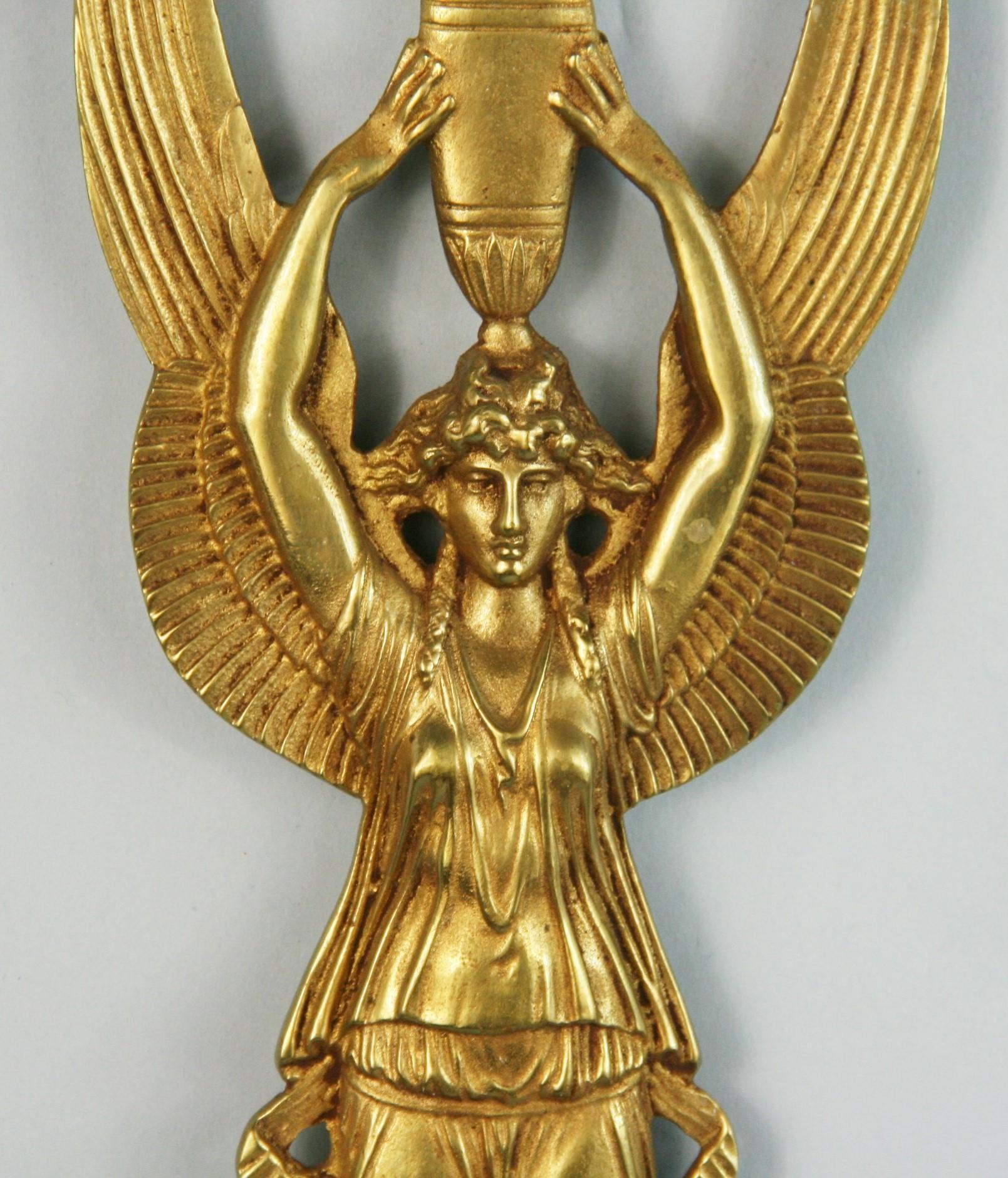 Ángel Alado Apliques de Dos Luces Apliques de Pared Años 20 Pareja Bronce en venta