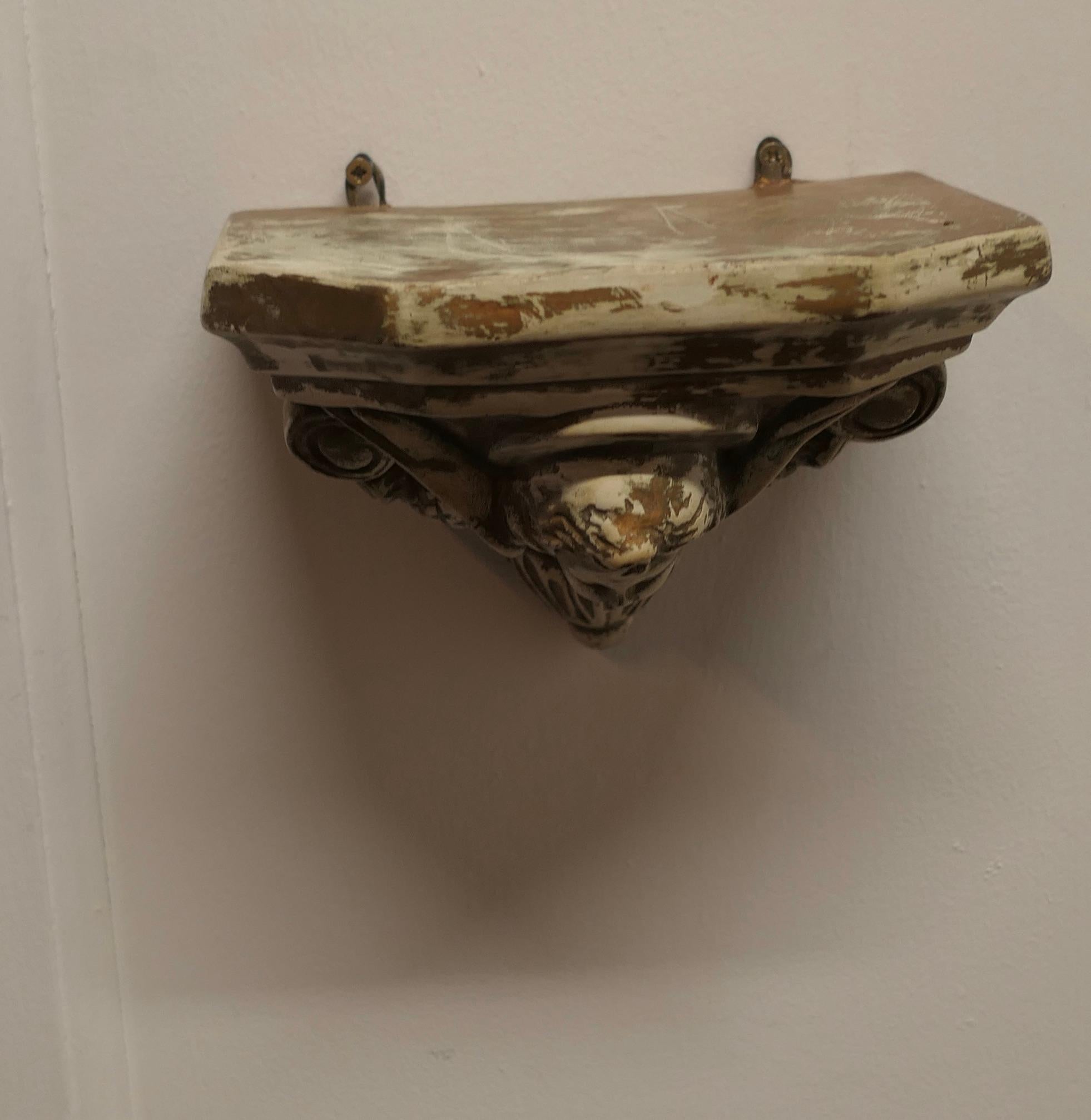 19th Century Winged Angel, Weathered Wall Bracket    For Sale
