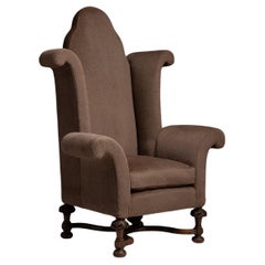 Winged Armchair in Wool, England circa 1920