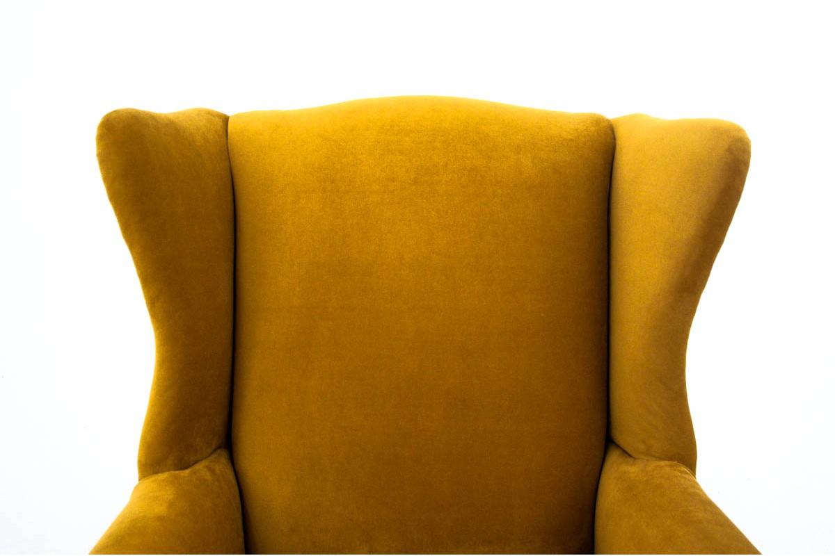 yellow velvet wingback chair