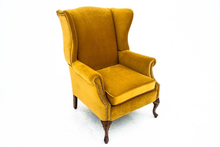Winged Back Yellow Armchair, Northern Europe, circa 1940 at 1stDibs yellow wingback chair