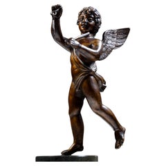 Winged Bronze Putto with Triangle, France/Germany, 1st Half 19th century