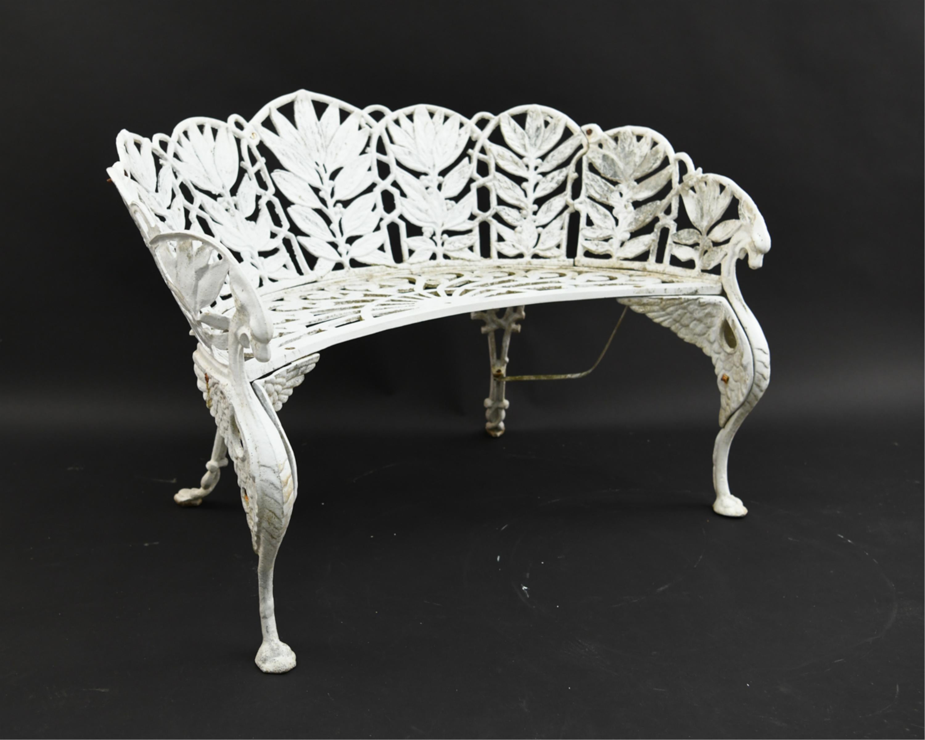 Cast Coalbrookdale-Style Laurel Leaf & Winged Griffen Garden Bench and Chairs